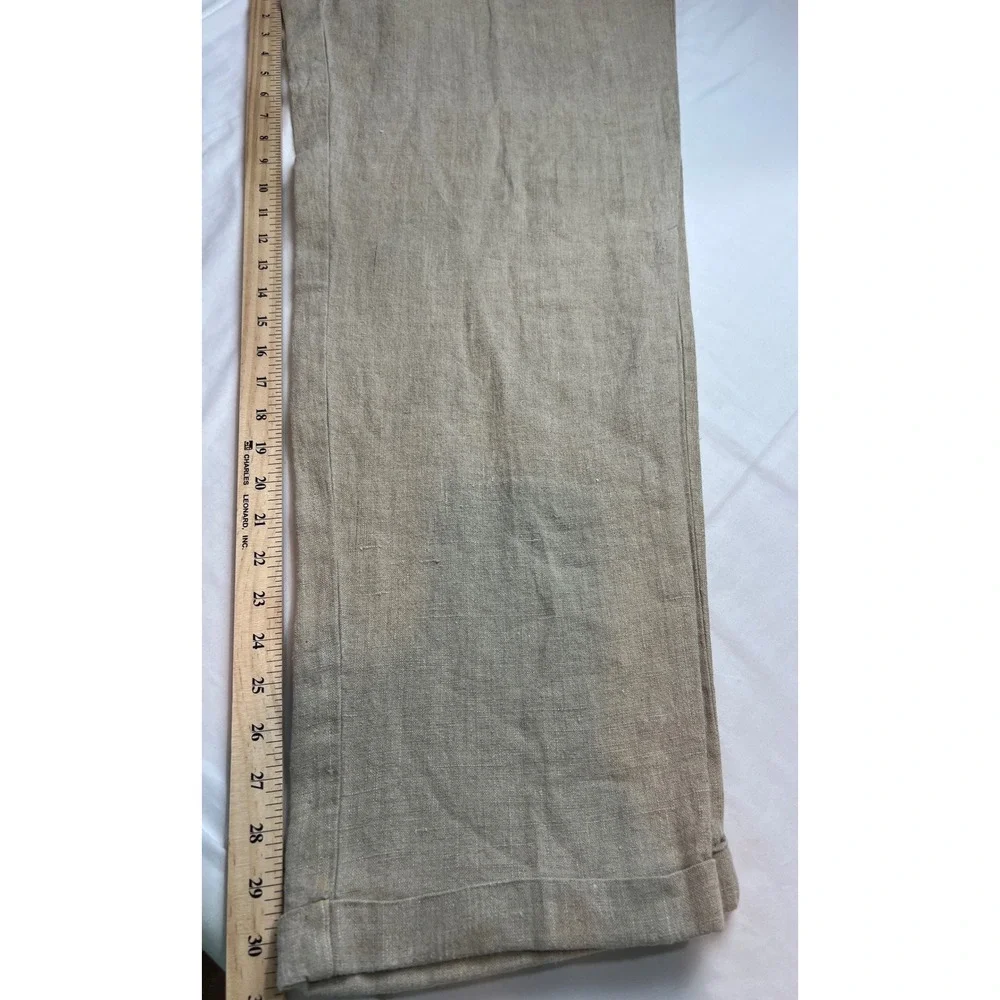Gap Linen Easy Fit Pants Mens 34x32 Pleated Full Leg Cuffed 112203-01-1 Tan G18
